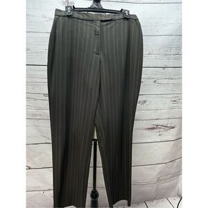 Haggar Womens Pinstripe Dress Pants‎ Grey Black Straight Leg Size 10 Average